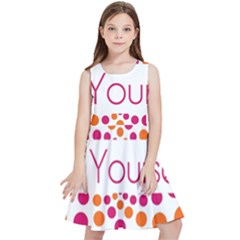 Be Yourself Pink Orange Dots Circular Kids  Skater Dress by Ket1n9