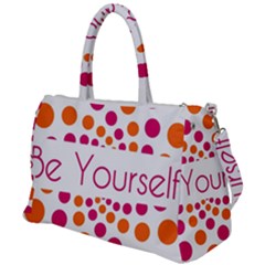 Be Yourself Pink Orange Dots Circular Duffel Travel Bag by Ket1n9