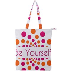 Be Yourself Pink Orange Dots Circular Double Zip Up Tote Bag by Ket1n9