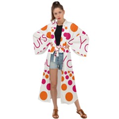 Be Yourself Pink Orange Dots Circular Maxi Kimono by Ket1n9