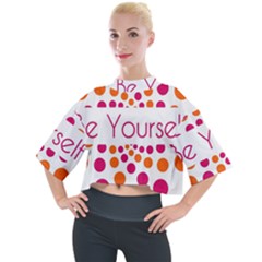 Be Yourself Pink Orange Dots Circular Mock Neck T-shirt by Ket1n9