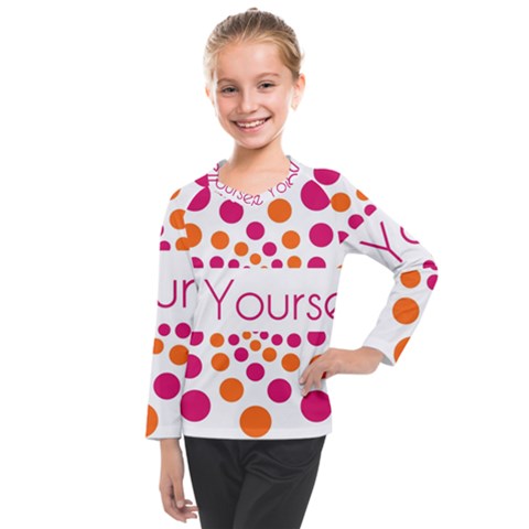 Be Yourself Pink Orange Dots Circular Kids  Long Mesh T-shirt by Ket1n9