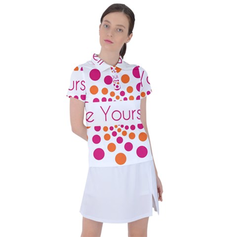 Be Yourself Pink Orange Dots Circular Women s Polo T-shirt by Ket1n9