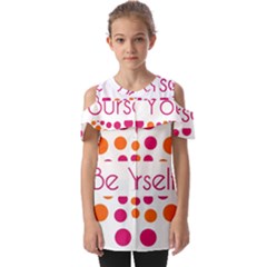 Be Yourself Pink Orange Dots Circular Fold Over Open Sleeve Top by Ket1n9