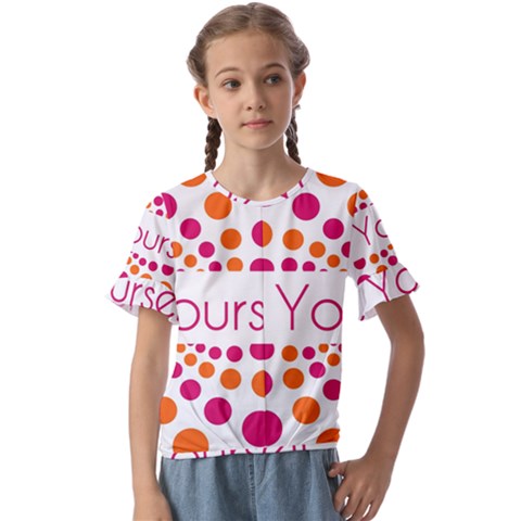 Be Yourself Pink Orange Dots Circular Kids  Cuff Sleeve Scrunch Bottom T-shirt by Ket1n9