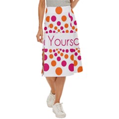 Be Yourself Pink Orange Dots Circular Midi Panel Skirt by Ket1n9