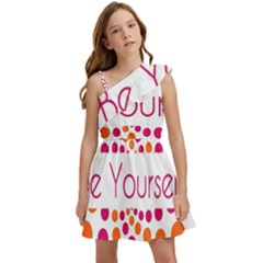 Be Yourself Pink Orange Dots Circular Kids  One Shoulder Party Dress by Ket1n9