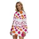 Be Yourself Pink Orange Dots Circular Round Neck Long Sleeve Bohemian Style Chiffon Mini Dress View2