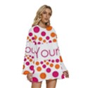 Be Yourself Pink Orange Dots Circular Round Neck Long Sleeve Bohemian Style Chiffon Mini Dress View3