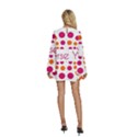 Be Yourself Pink Orange Dots Circular Round Neck Long Sleeve Bohemian Style Chiffon Mini Dress View4