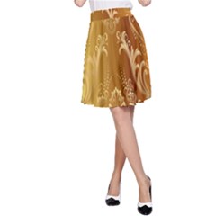 Golden Pattern Vintage Gradient Vector A-line Skirt by Ket1n9