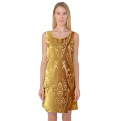 Golden Pattern Vintage Gradient Vector Sleeveless Satin Nightdress by Ket1n9