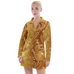 Golden Pattern Vintage Gradient Vector Women s Long Sleeve Casual Dress by Ket1n9