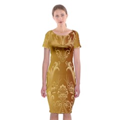 Golden Pattern Vintage Gradient Vector Classic Short Sleeve Midi Dress by Ket1n9