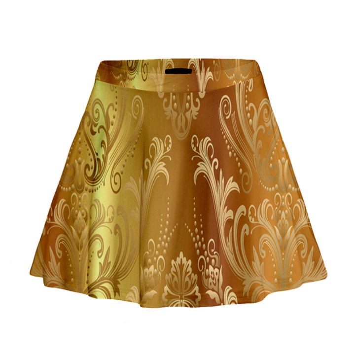 Golden Pattern Vintage Gradient Vector Mini Flare Skirt