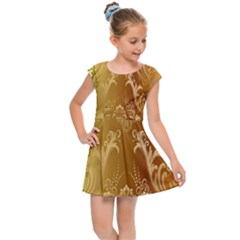 Golden Pattern Vintage Gradient Vector Kids  Cap Sleeve Dress by Ket1n9