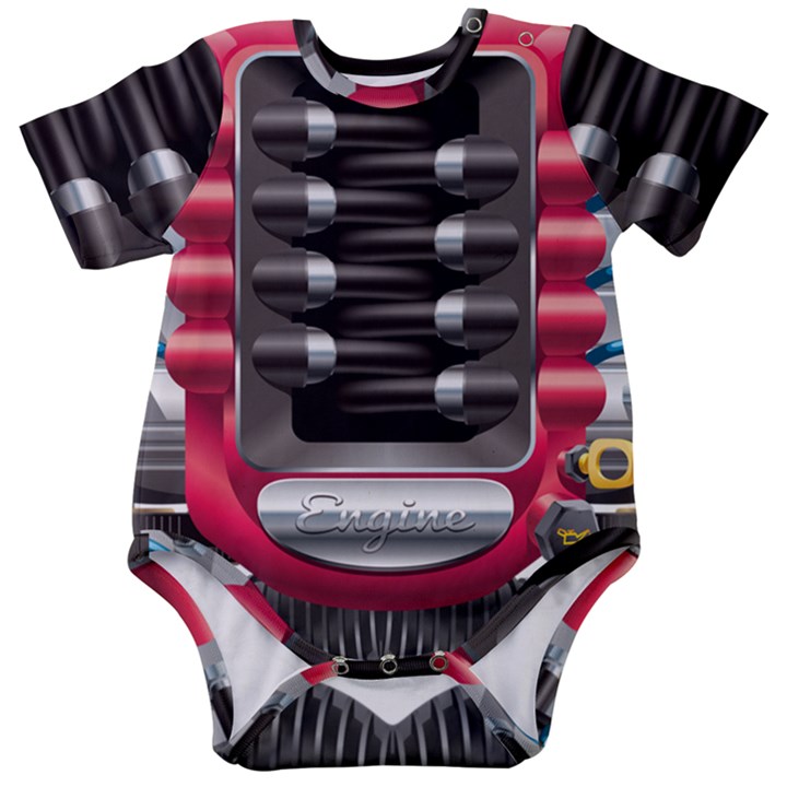 Car Engine Baby Short Sleeve Bodysuit