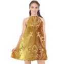 Golden Pattern Vintage Gradient Vector Halter Neckline Chiffon Dress  View1