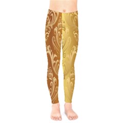 Golden Pattern Vintage Gradient Vector Kids  Leggings by Ket1n9