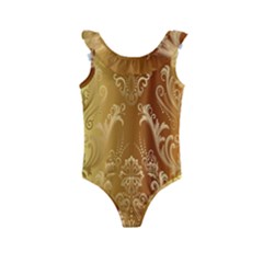 Golden Pattern Vintage Gradient Vector Kids  Frill Swimsuit by Ket1n9