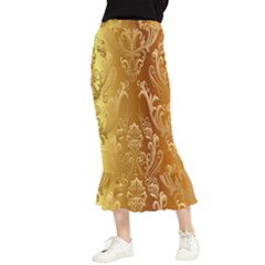 Golden Pattern Vintage Gradient Vector Maxi Fishtail Chiffon Skirt by Ket1n9