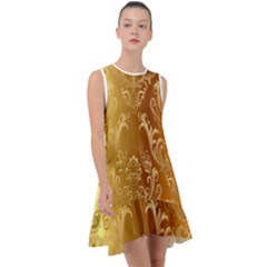 Golden Pattern Vintage Gradient Vector Frill Swing Dress by Ket1n9