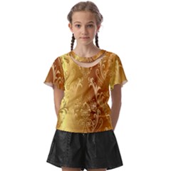 Golden Pattern Vintage Gradient Vector Kids  Front Cut T-shirt by Ket1n9