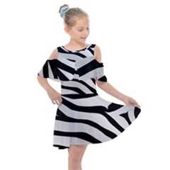 White Tiger Skin Kids  Shoulder Cutout Chiffon Dress by Ket1n9