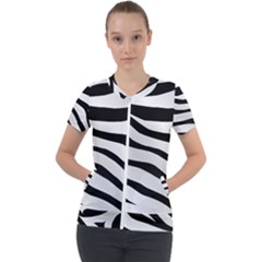 White Tiger Skin Short Sleeve Zip Up Jacket by Ket1n9