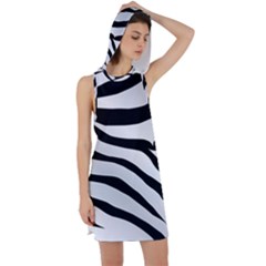 White Tiger Skin Racer Back Hoodie Dress by Ket1n9