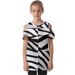 White Tiger Skin Fold Over Open Sleeve Top by Ket1n9