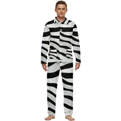 White Tiger Skin Men s Long Sleeve Velvet Pocket Pajamas Set by Ket1n9