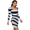 White Tiger Skin Women Long Sleeve Ruched Stretch Jersey Dress View2