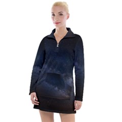 Cosmos-dark-hd-wallpaper-milky-way Women s Long Sleeve Casual Dress by Ket1n9