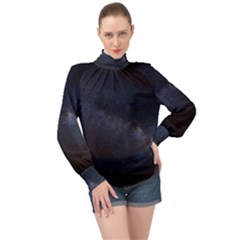 Cosmos-dark-hd-wallpaper-milky-way High Neck Long Sleeve Chiffon Top by Ket1n9