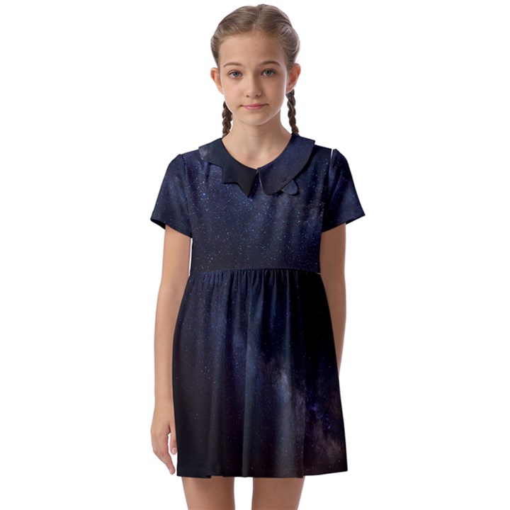 Cosmos-dark-hd-wallpaper-milky-way Kids  Asymmetric Collar Dress