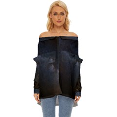 Cosmos-dark-hd-wallpaper-milky-way Off Shoulder Chiffon Pocket Shirt by Ket1n9