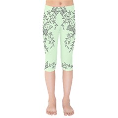 Illustration Of Butterflies And Flowers Ornament On Green Background Kids  Capri Leggings  by Ket1n9