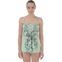 Illustration Of Butterflies And Flowers Ornament On Green Background Babydoll Tankini Top View1