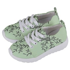 Illustration Of Butterflies And Flowers Ornament On Green Background Kids  Lightweight Sports Shoes by Ket1n9