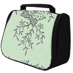 Illustration Of Butterflies And Flowers Ornament On Green Background Full Print Travel Pouch (big) by Ket1n9