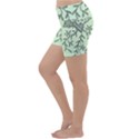 Illustration Of Butterflies And Flowers Ornament On Green Background Lightweight Velour Yoga Shorts View2