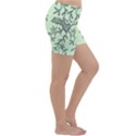 Illustration Of Butterflies And Flowers Ornament On Green Background Lightweight Velour Yoga Shorts View3