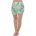 Illustration Of Butterflies And Flowers Ornament On Green Background Lightweight Velour Yoga Shorts View4