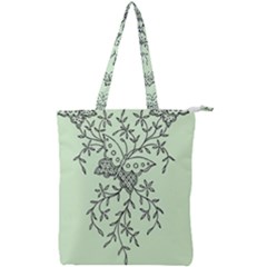 Illustration Of Butterflies And Flowers Ornament On Green Background Double Zip Up Tote Bag by Ket1n9