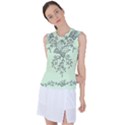 Illustration Of Butterflies And Flowers Ornament On Green Background Women s Sleeveless Sports Top View1