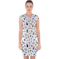 Insect Animal Pattern Capsleeve Drawstring Dress  by Ket1n9