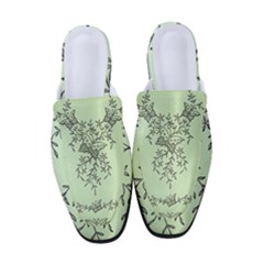 Illustration Of Butterflies And Flowers Ornament On Green Background Women s Classic Backless Heels by Ket1n9