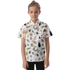 Insect Animal Pattern Kids  Short Sleeve Shirt by Ket1n9