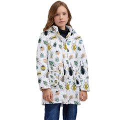 Insect Animal Pattern Kids  Hooded Longline Puffer Jacket by Ket1n9